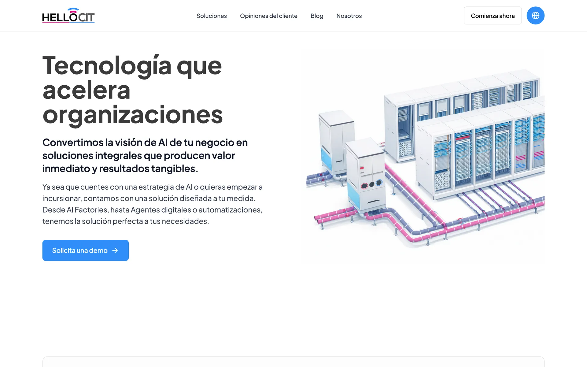 The five Hello service verticals rendered as a grid, each linking to its own detail page.