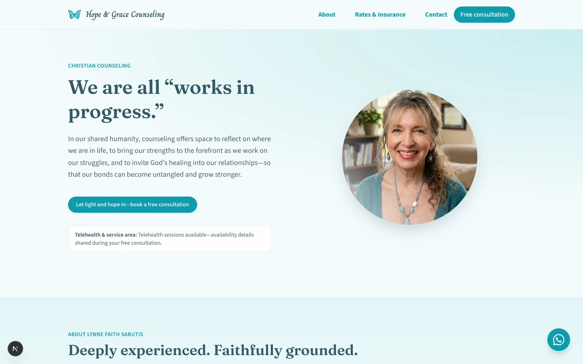 The three step booking process, schedule, connect, grow, above a free consultation call to action.